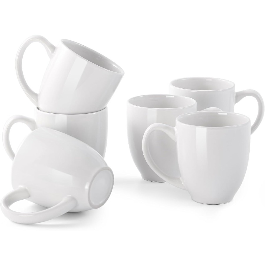 Coffee Tea Gift Set - White Ceramic Coffee Mugs Set of