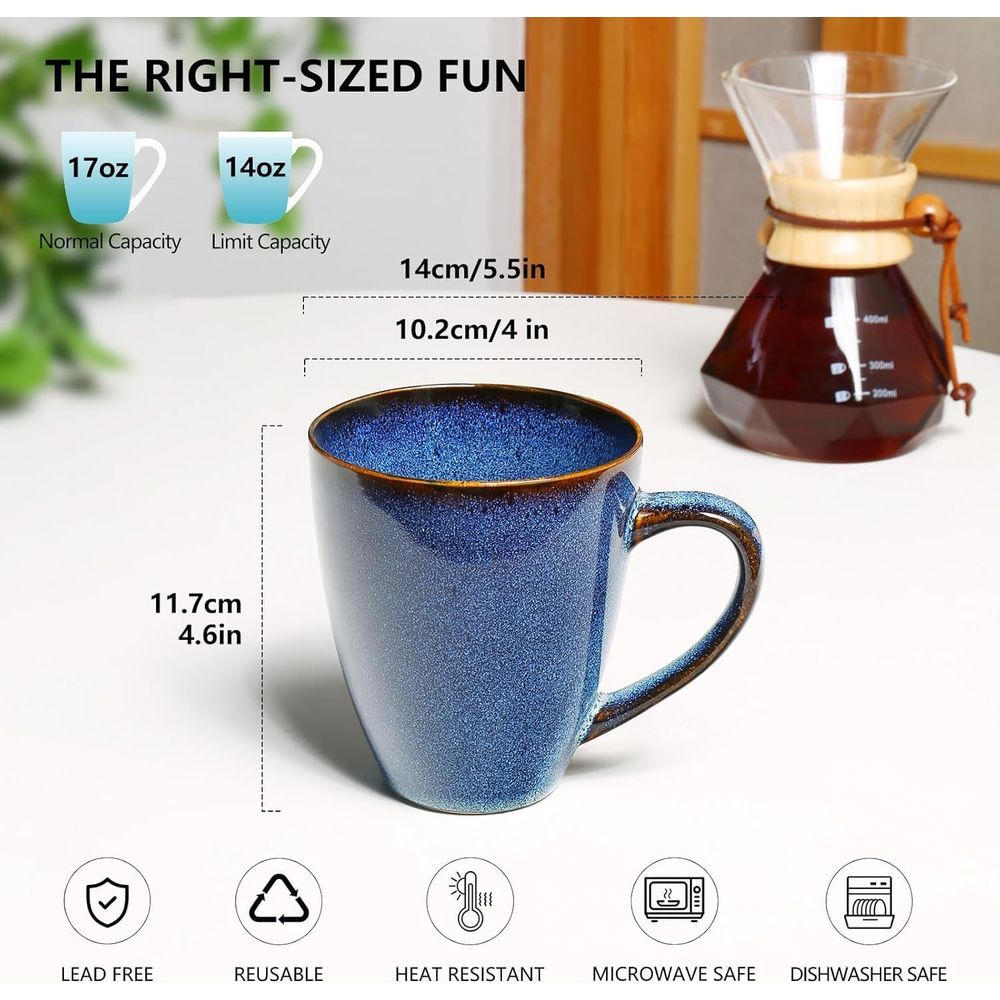 Set of 6 Large Blue Ceramic Co - Coffee Tea Gift Set recension och pris