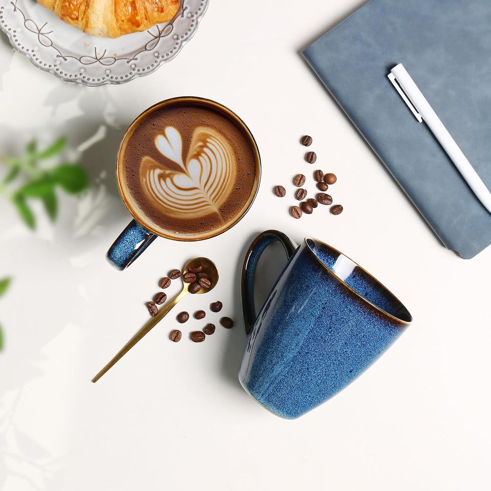 Set of 6 Large Blue Ceramic Co - Coffee Tea Gift Set recension och pris