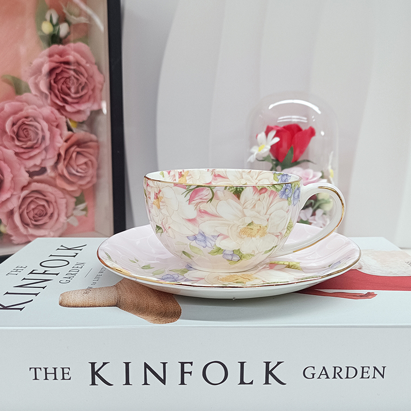 Elegant Pastoral Floral Fine B - Coffee Tea Gift Set recension och pris