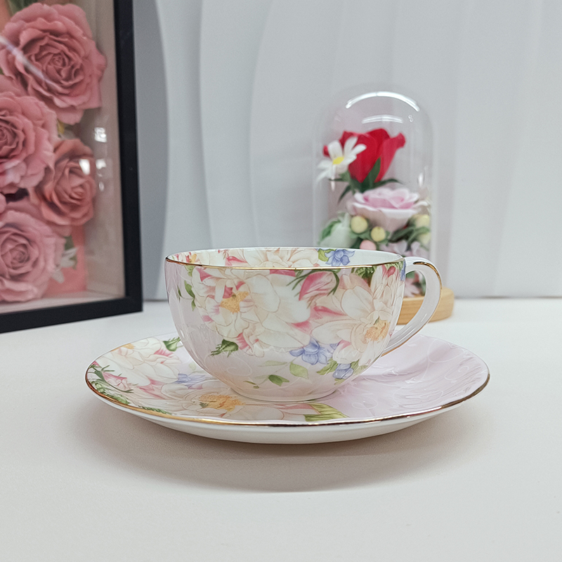 Elegant Pastoral Floral Fine B - Coffee Tea Gift Set recension och pris