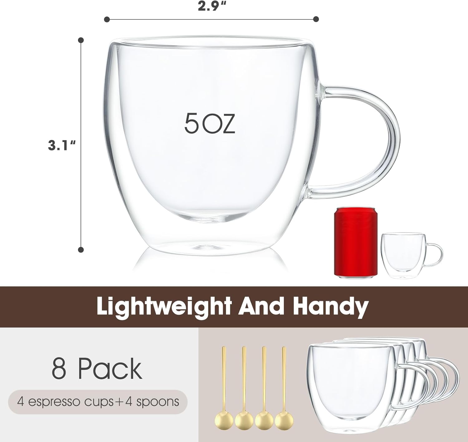 Double Wall 5OZ Hand Blown Esp - Coffee Tea Gift Set recension och pris
