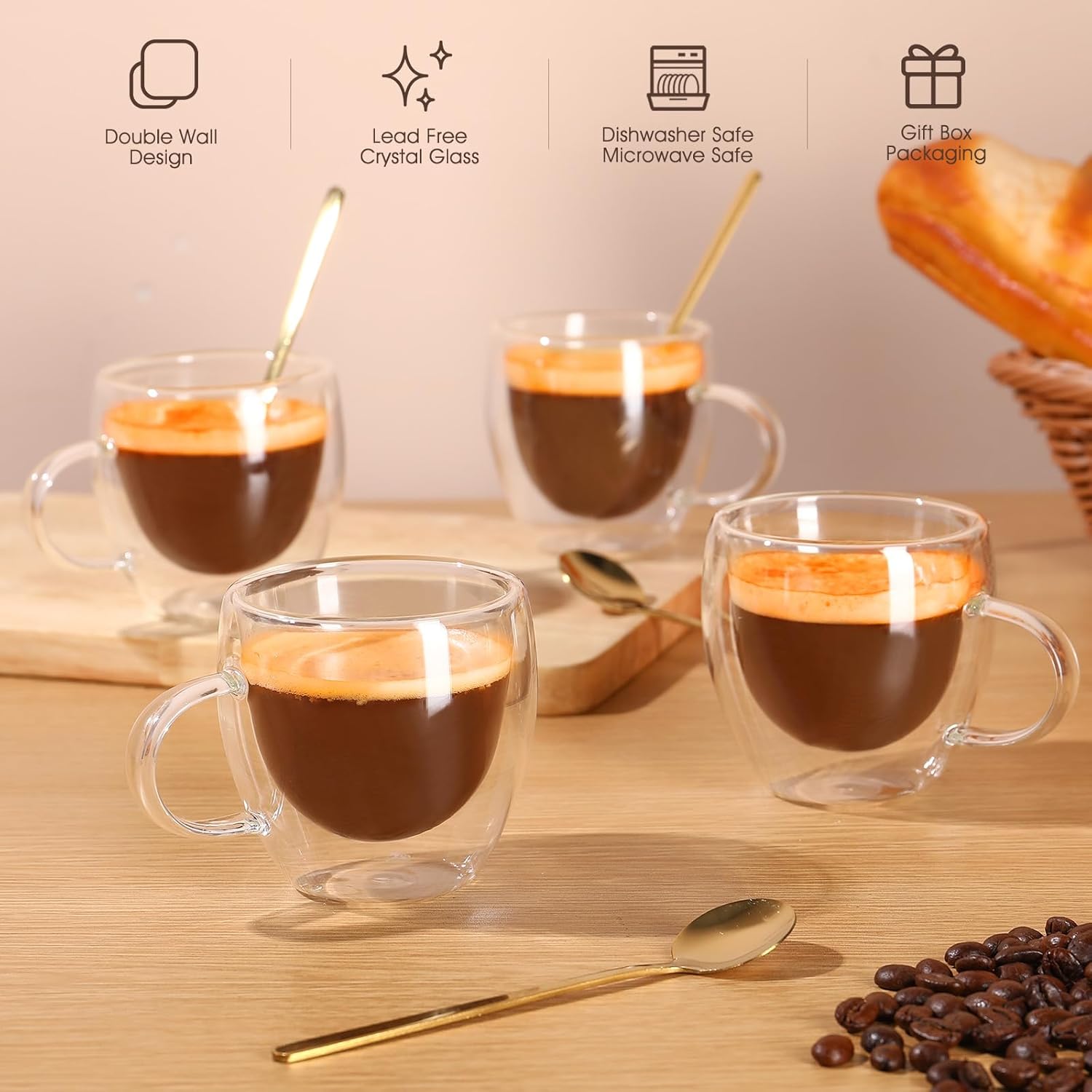Double Wall 5OZ Hand Blown Esp - Coffee Tea Gift Set recension och pris